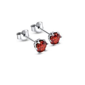 1.0ct Orange Moissanite Diamond 6 Prong Earrings, Solid 925 Sterling Silver